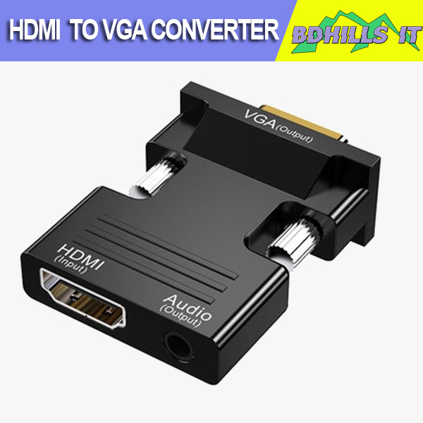 HDMI to VGA Converter - HDMI-compatible To VGA Converter With 3.5mm Audio Cable For PS4 PC Laptop TV Monitor Projector 1080P VGA Female To HD Male Adapt