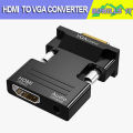 HDMI to VGA Video Converter with 3.5mm Audio – High-Definition Adapter for PS4, PC, Laptop, Monitor, TV, and Projector (HDMI Female to VGA Male). 