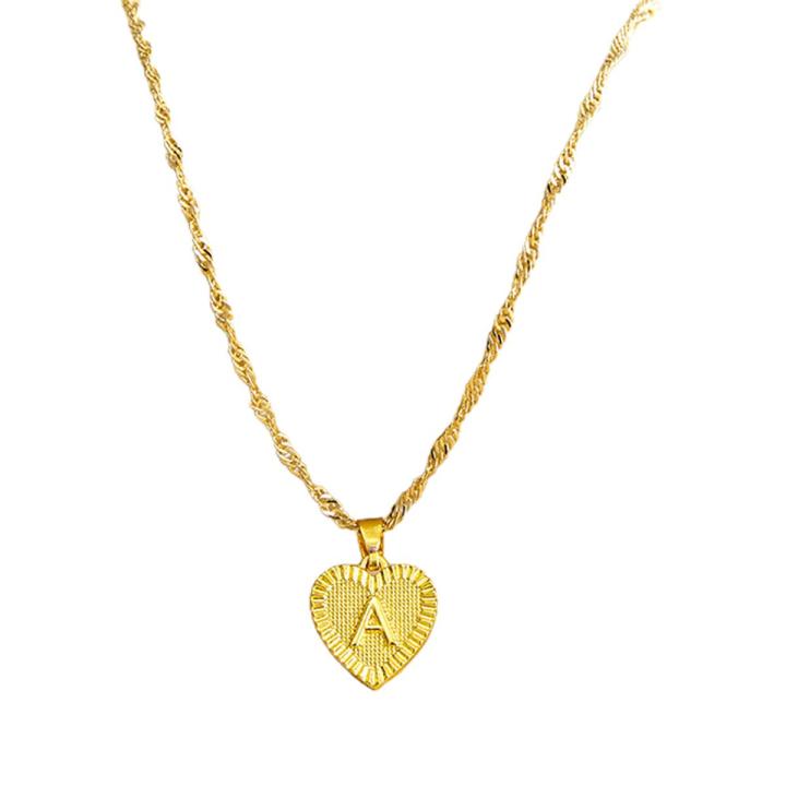 Pendant Necklace A-Z Initial Letter Heart Shape Jewelry Simple Bright Luster Necklace for Birthday