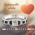 Custom Photo Text Name Men Bracelet Stainless Steel Men Bracelet Personalized Jewelry Gift for your Boyfriend Husband Father. 