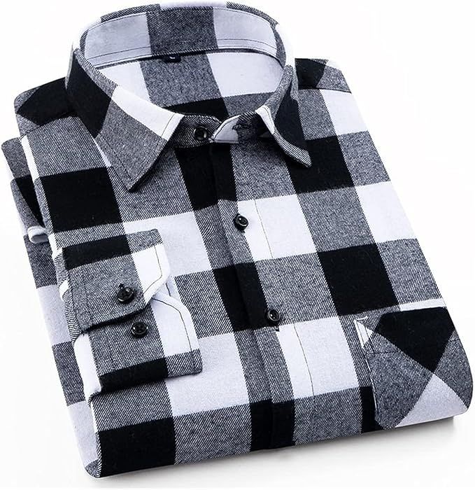 New Smart Looking Trendy Cotton Black & White Check Oxford Long Sleeve Casual Shirt For Men By Smart Eshop(DK)
