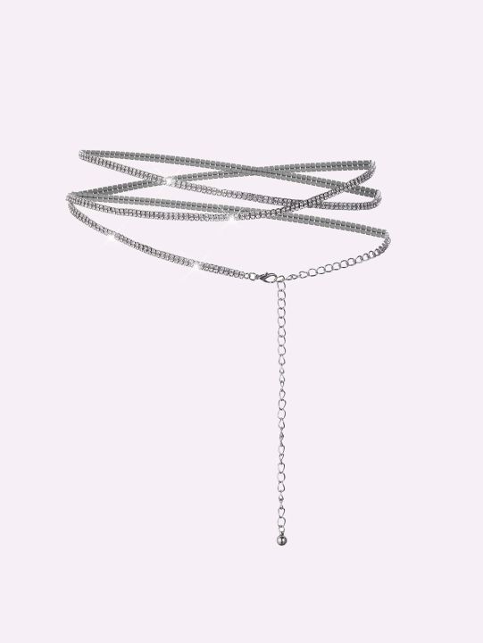 【Universal Car Parts Store】Rhinestone Waist Chain Fashion Thin Section Women's Ladies Elegant Luxury Dance Diamond Belt Bg-1296