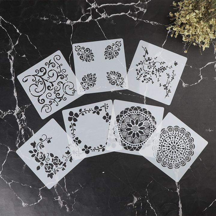 7pcs Craft Scrapbooking Embossing Template Diy Wall Painting Layering Stencils Qoddess