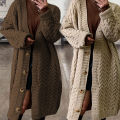 Sweater Cardigan Loose Thick Buttons Long Sweater Cardigan. 