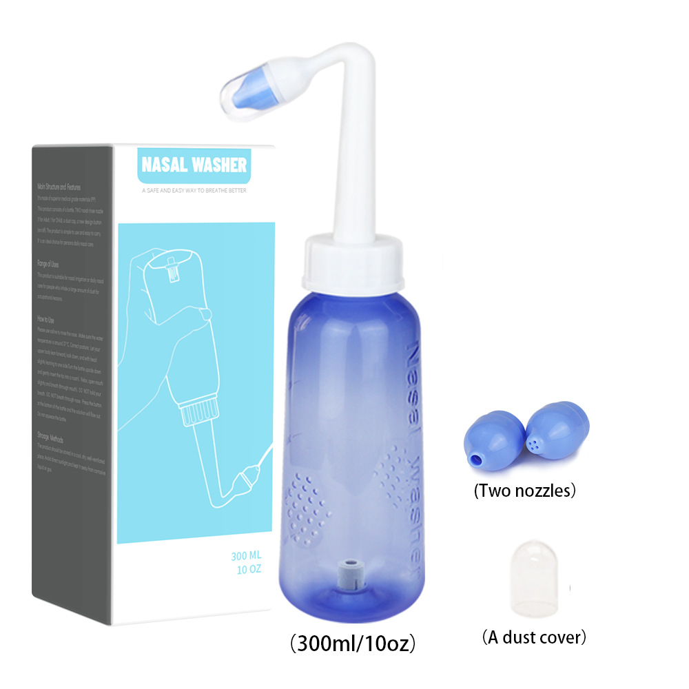 Nasal Wash Bottle Sinus Rinsing Bottle Cleaner Pressure Irrigation Neti-Pot with Sticker Thermometer for Adult & Kid