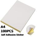 A4 Self Adhesive Sticker Paper Glossy White Blank Sticker Paper - 100 Sheets. 