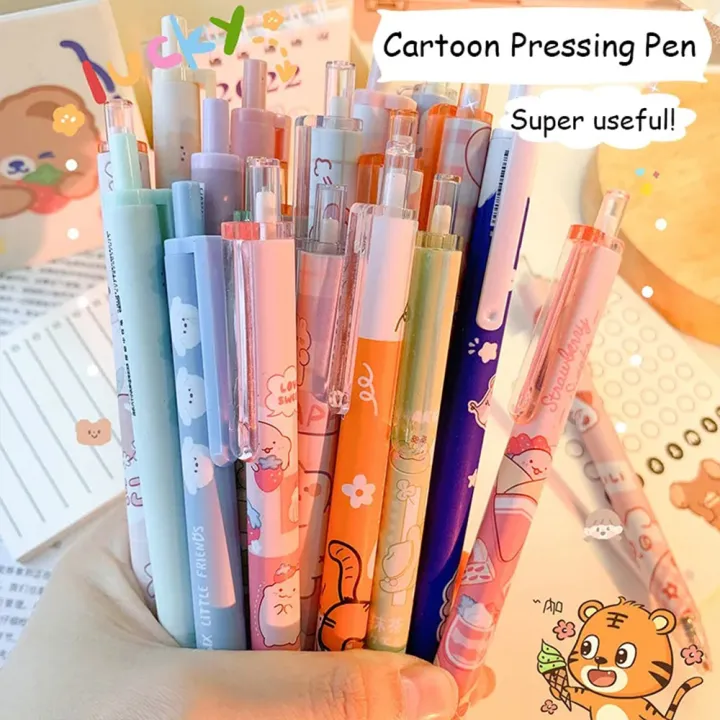 6PCS/Set%20Cute%20Cartoon%20Press%20Kawaii%20Pen%20Student%20Stationery%20Black%20Ball%20Point%20Pens%20Students%20Writing%20Tool%20-%20Image%205