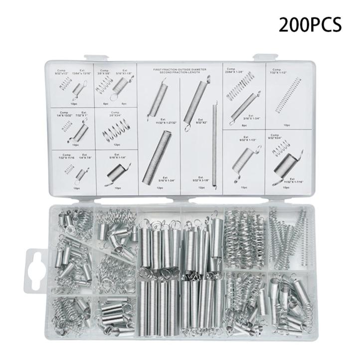 200Pcs Springs Assortment Set Portable Hardware Tool Extension Tension Compression Spring Assortment Kit