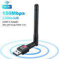 150Mbps Mini USB WiFi Adapter 2.4GHz with Antenna USB Wireless Network Card 802.11n/g/b Ethernet USB dongle LAN PC WiFi Receiver. 
