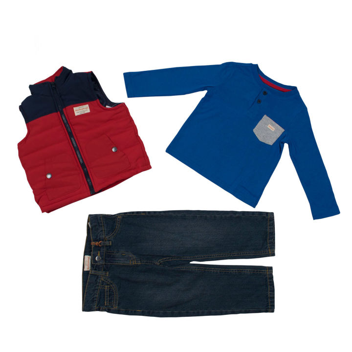 (Haveit360) Baby Boys Winter Set (Jacket+ Full Sleeve T-Shirt+ Full ...