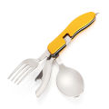 【Good-Love Store】4 in 1 Outdoor Tableware (Fork/Spoon/Knife/Bottle Opener) Camping Stainless Folding Pocket Kits for Hiking Travel. 