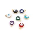 20 PCs Enamel Evil Eye Charms Zinc Based Alloy Religious Round Charms Gold Color Silver Color For DIY Jewelry Making 9*7mm. 