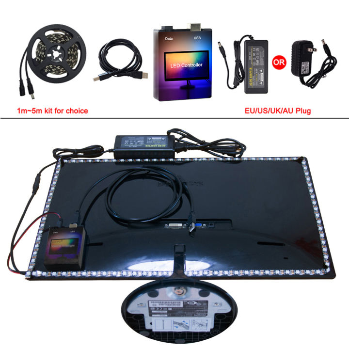 1-5M%20WS2812%20RGB%20USB%20LED%20Strip%20Light%20Computer%20Monitor%20Desktop%20PC%20Screen%20Backlight%20Lighting%20Ambient%20Tape%20Ribbon%20String%20Full%20Set%20-%20Image%204