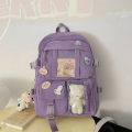 Popular Pink Purple Color Girls High School Student Backpack Bags. 