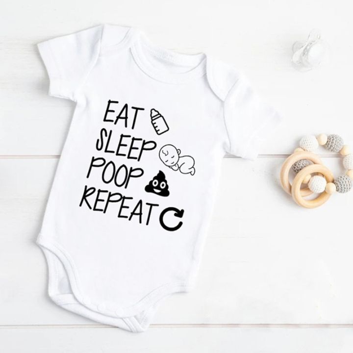 0-24M Toddler Cotton Rompers Unisex Baby Clothes EAT SLEEP POOP Jumpsuit Lovely Girls Outfits Infant Boys Bodysuits