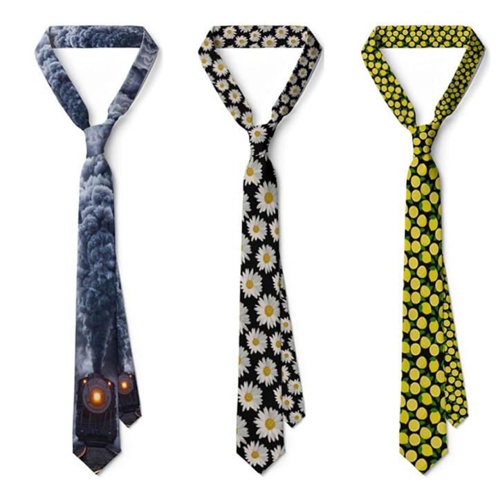 Daisy Printed Men's Ties 8cm Slim Neckties Fashion Shirt Accessories Daily Wear Cravat Wedding Party Gift Neck Ties For Men