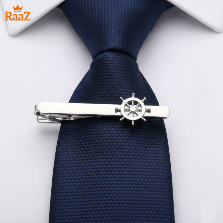 Ship Wheel Silver Polished Business Tie Clip for Men