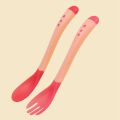 ❀Ready Stock set Spoon + Fork For Baby Heat Sensing Toddler.