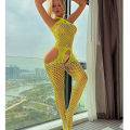 Elegant High Elasticity Fish net Bodysuit with Cut-Out Detail and Ties.