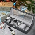 6 Slot Luxury Watch Box with Attractive Display Case, Creative Design for Storage and Gift Use. 