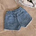 Children's fashion denim shorts, girls' ripped pants, hot pants, children's pants, children's pants, 3-8 years old, children's clothes. 