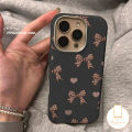 Fashion Leopard Print Bowknot Love HeartCase Compatible For IPhone 15 13 17 11 16 14 12 Pro Max Air 15 16 Plus XR XS Max 17 13 14 12 14 Pro Luxury Skin Feel Leather Texture Cover. 