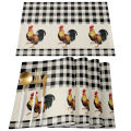 Party decoration, cotton sub farm rooster black and white plaid tablecloth, christmas dinner tablecloth, wedding linen tablecloth.