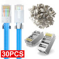 CAT6 CAT7 CAT5 RJ45 Shielded Connectors Pass Through Modular Plug Network UTP 50μ Gold-Plated 8P8C Crimp End for Ethernet Cable. 