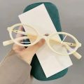 Y2K Leopard Small Frame Glasses Oval Women Girls Retro Anti Blue Light Eyewear Glass Computer Reading Eyeglasses Decorative.