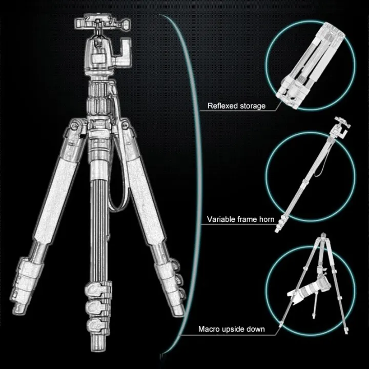 Q555%204-Section%20Folding%20Legs%20Aluminum%20Alloy%20Tripod%20Mount%20Monopod%20Holder%20with%20Ball%20Head%20-%20Image%205