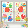 Cartoon Easter Window Static Sticker Cute Rabbit Carrot Egg Wall Sticker For Home Room DIY Decoration Easter Party Supplies. 