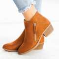 2022 Autumn New Women's Boots European and American Round Toe Side Zipper Block Heel Women's Leather Boots Plus Size Fashion Solid Color Fashion Boots. 
