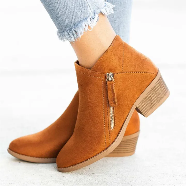 2022%20Autumn%20New%20Women's%20Boots%20European%20and%20American%20Round%20Toe%20Side%20Zipper%20Block%20Heel%20Women's%20Leather%20Boots%20Plus%20Size%20Fashion%20Solid%20Color%20Fashion%20Boots%20-%20Image%205