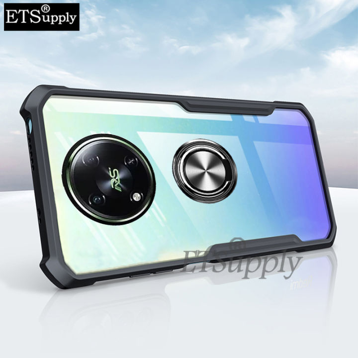 Phone case itel RS4 Hard Clear Transparent Shockproof Armor Car Adsorb Holder Ring Back cover itel RS4 case