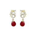 Festive Dragon Earrings Auspicious Peal Dragon Dangle Earrings Jewelry for Party Accessory Women’s Fashion Gift Idea Ethnic Wear. 