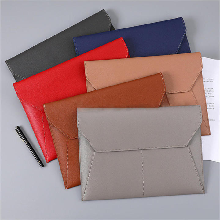 A4 Paper File Bag Portable Leather File Bag Fashion File Bag Thickening Button File Bag Waterproof File Bag