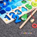 Kids Montessori Math Toys For Toddlers Educational Wooden Puzzle Fishing Toys Count Number Shape Matching Sorter Games Board Toy. 