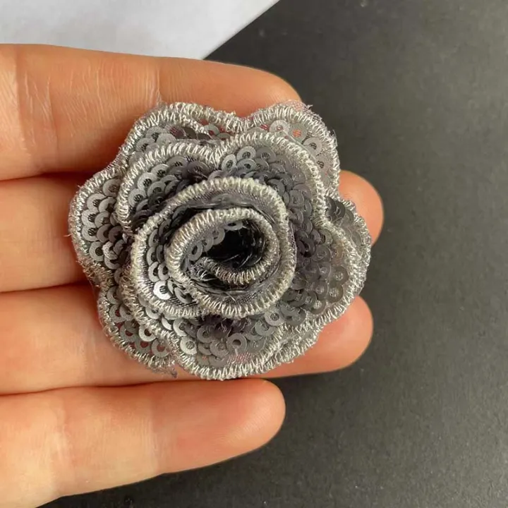 5PCS/4CM%203d%20Sequin%20Flowers%20Lace%20Appliques%20Sew%20On%20Patches,Small%20Rose%20Fabric%20Embroidery%20Sewing%20Supplies%20For%20Dress,Clothing,Shoe%20-%20Image%205