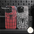 MissConnie Casetify Cool Trendy Brand MARVEL Spider Man Couples Phone Case Compatible for IPhone 15 11 14 12 13 Pro Max 14 15 Plus X XR XS Max Shockproof Plating Metal Soft Silicone Cover. 