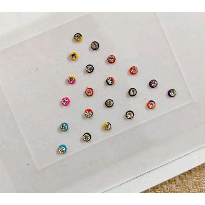 1 pack multi colour white stone bindi( small size 1.5mm) 22/24pc in 1 pack