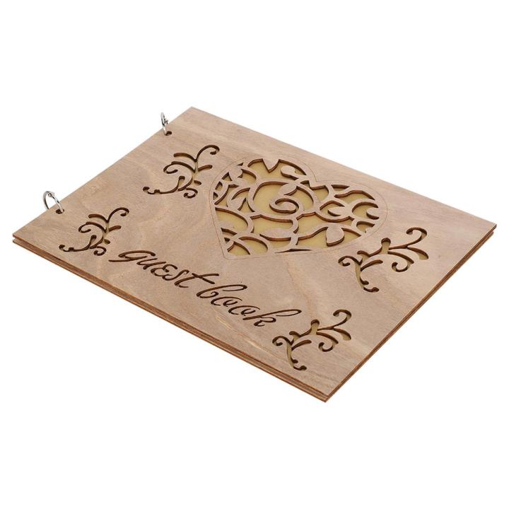 Wooden Wedding Guest Book Album Message Notebook for Engagement Decoration