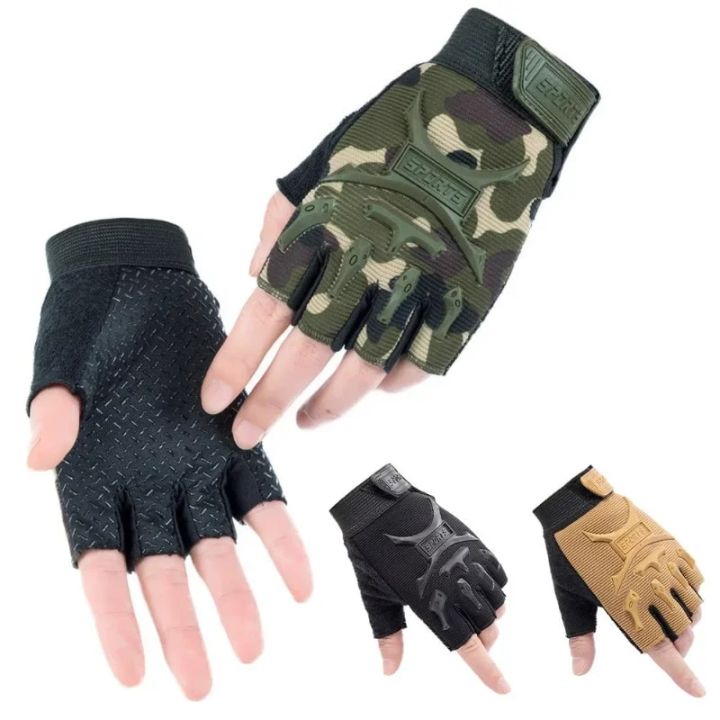 1Pair Hiking Cycling Riding Half Finger Outdoor Tactical Fingerless Gloves Hunting Climbing Gym Gloves For Kids