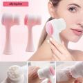 Face Manual Portable Cleaning Massage Brush Deep Cleansing Pores Skin Care Hot Double-sided Silicone Cleansing Tool PINK. 