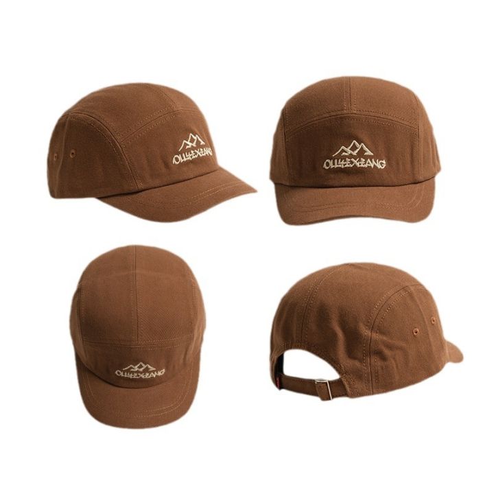 %5B%20New%20%5D5cm%20Short%20Brim%20Baseball%20Cap%20Brown%20Hat%20Men's%20Big%20Head%20Circumference%20Soft%20Top%20Vintage%20Embroidered%20Short%20Brim%20Peaked%20Cap%20-%20Image%205
