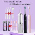 GeZhou Electric Sonic Toothbrush & Water Flosser USB Charge Waterproof 3 Modes 3 Brush Heads Toothbrushes Teeth Cleane Row. 