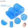 【Sooledead】6Pcs Blue Self-Grip Hair Rollers Hair Curlers No Heat Hair Volume Self-adhesive Jumbo Size DIY Styling Tools.