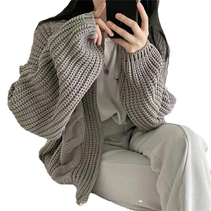 Retro%20Lazy%20Style%20Twist%20Zipper%20Thick%20Thread%20Knitted%20Cardigan%20for%20Women%202022%20Autumn%20and%20Winter%20New%20Korean%20Style%20Loose%20Sweater%20Coat%20-%20Image%205