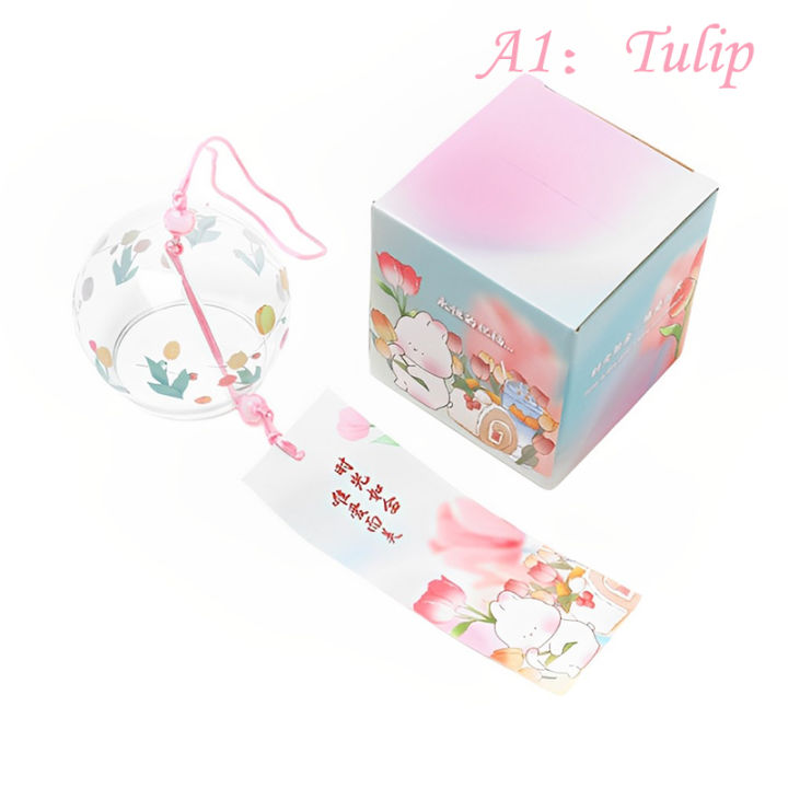 Japanese Wind Bell Japan Wind Chimes Handmade Glass Furin Home Decors Spa Kitchen Office Decor Sakura Cherry Blossom Pattern