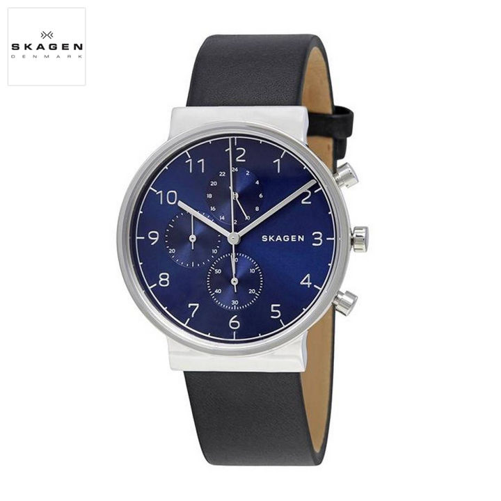 Skagen - Skw6417 - Black Leather Chronograph Watch For Men