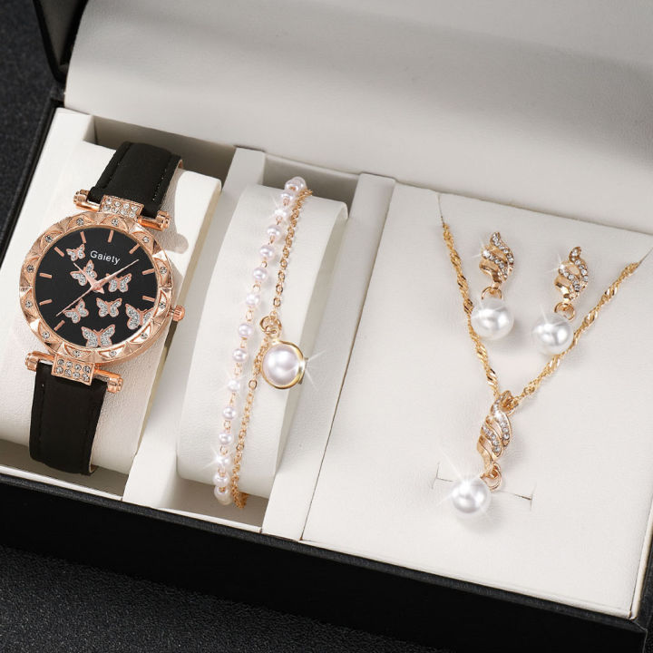 Delicate%20Pearl%20and%20Butterfly%20Element%20Women's%20Waton%20Diamond%20Wach%20with%205pcs%20Jewelry%20Set%20Women's%20Fashiterproof%20Steel%20Band%20Watch%20-%20Image%207